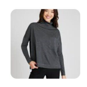 Kit And Ace Merino Turtleneck Long Sleeve Tee Heather Charcoal